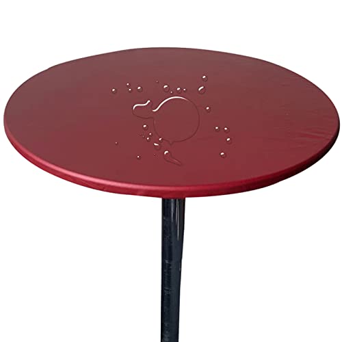Tischdecke Runde Stretch Tischtuch Wasserdicht Abwischbar Tischschutz Für Drinnen Und Draußen (60cm (Rund),Weinrot) von Generic