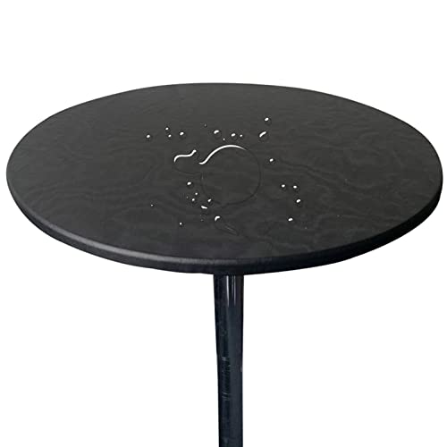 Tischdecke Runde Stretch Tischtuch Wasserdicht Abwischbar Tischschutz Für Drinnen Und Draußen (70cm (Rund),Schwarz) von Generic