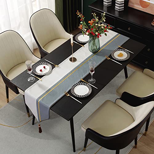 Tischläufer Aus Kunstleder, Tischdecke Mit Goldenem Streifenmuster, Dekoration Wohnzimmer- Und Küchen-esstisch, Dark Green, 13" W x 94" L von Generic