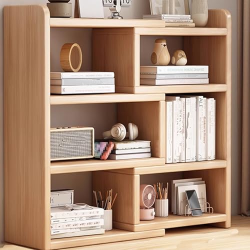 Tischregal Holz Ziehbare, Dickes Holz Mit Starker Belastbarkeit Stabile Struktur Ohne Wackeln Verstellbarer Tischorganisator, Deskstation for Büro Haus Wohnheim(Brown,60x17x80) von Generic