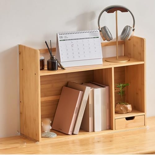 Tischregal Schreibtisch, mit Schubladen Bambusartig Gefertigt Platzsparend Gestaltet und Stabil Konstruiert, Desk Organizer, Geeignet for Haus Wohnheim und Büro(1 Drawer with Back Panel,58x19x46) von Generic