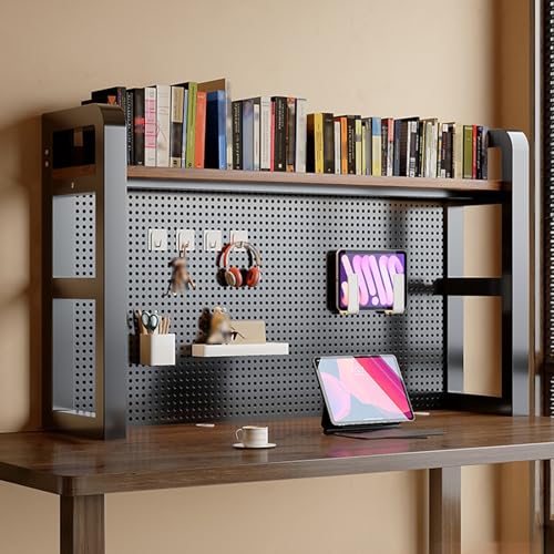 Tischregal Schreibtisch Aufsatzregal mit Stecktafel Stabile Stahl- und Holzkonstruktion, Mehrzweck-Aufbewahrungsregal für Arbeitsplatte für Home Office Wohnheim(Black,120 * 25 * 73cm) von Generic