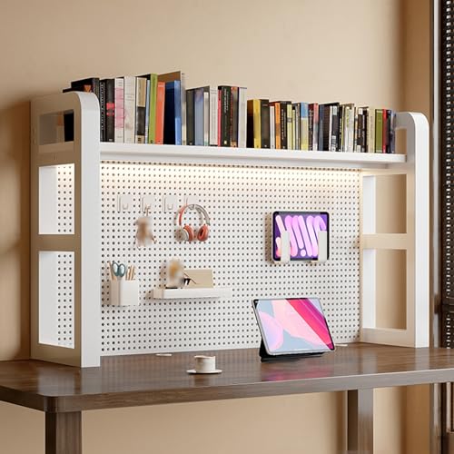 Tischregal Schreibtisch Aufsatzregal mit Stecktafel Stabile Stahl- und Holzkonstruktion, Mehrzweck-Aufbewahrungsregal für Arbeitsplatte für Home Office Wohnheim(White,60 * 25 * 73cm) von Generic