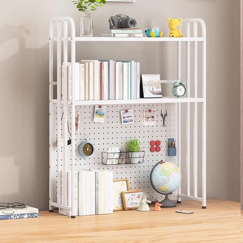 Tischregal Schreibtisch Computer Metall 97 cm Höhe Schreibtischregal Schmal Platzsparend Bücherregal Schreibtisch Organizer for Office Home Dormitory(White,55cm) von Generic