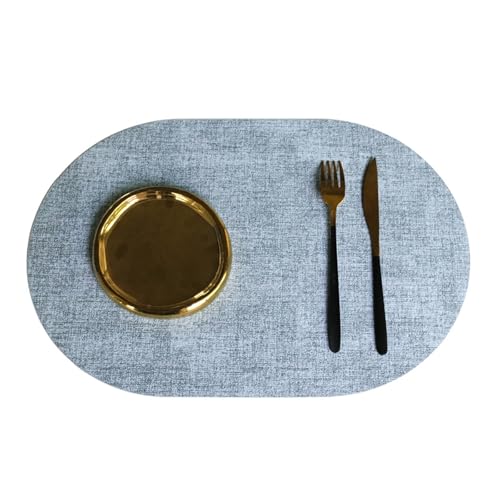 Tischsets aus Kunstleder, ovale Tischsets für den Esstisch, für das Restaurant in der Küche zu Hause(Light Blue,Set of 6) von Generic