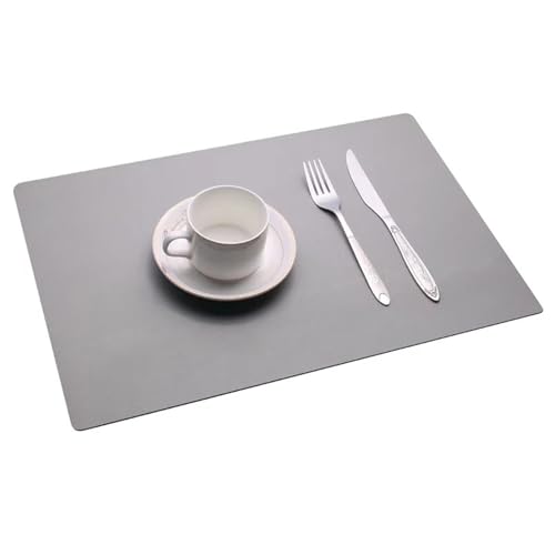 Tischsets aus Kunstleder, rechteckig, 45 x 30 cm(Light gray,Set of 4) von Generic