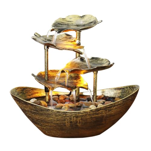 Tischwasserbrunnen - Entspannende Inneneinrichtung, Zen-Wasserfall-Funktion | 4-stufiger Wasserfall-Pilz, Verbesserung des LED-Lichts für Schreibtische, Meditationsräume d Tischwasserbrunnen - Entspannende Inneneinrichtung, Zen-Wasserfall-Funktion | 4-stufiger Wasserfall-Pilz, Verbesserung des LED-Lichts für Schreibtische, Meditationsräume d von Generic