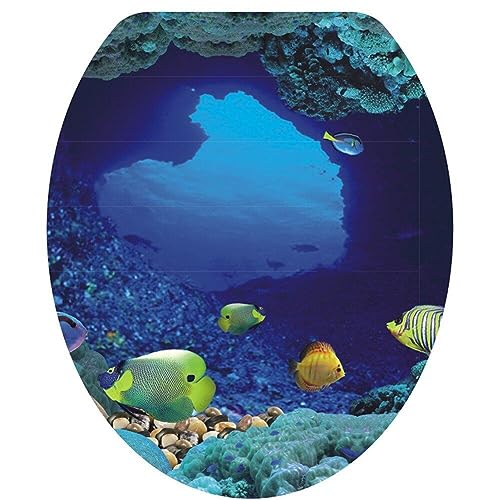 Toilettendeckel Aufkleber, Sea World Muster wasserdichte Toilettensitzabdeckungsaufkleber, Wc Cover Aufkleber Toilettenaufkleber Badezimmerdekoration von Generic