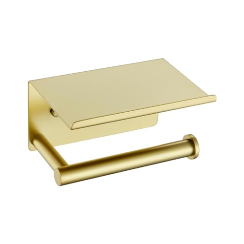 Toilettenpapierhalter Mit Anti-Drop-Größer-Telefonregal, Selbstklebender Toilettenpapierrollenhalter Für Badezimmer, Stahlpapierhalter Aus Edelstahl_Gold gebürstet Toilettenpapierhalter Mit Anti-Drop-Größer-Telefonregal, Selbstklebender Toilettenpapierrollenhalter Für Badezimmer, Stahlpapierhalter Aus Edelstahl_Gold gebürstet von Generic