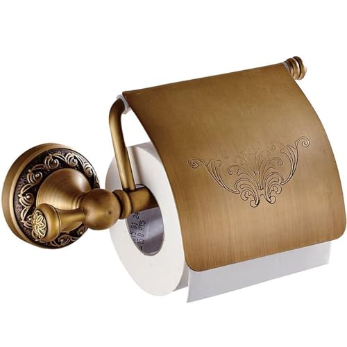 Toilettenpapierhalter Wandmontage Antik Messing Braun Toilettenpapierhalter Carving Design Toilettenpapierhalter mit Abdeckung Badezimmer Toilettenpapierhalter von Generic