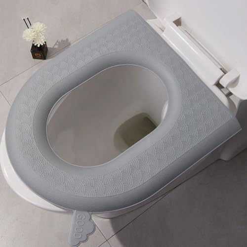 Toilettensitzbezug, Toilettensitzwärmer, Eva Toilettensitzkissen mit Griff, Tragbarer Toilettendeckel Wasserdicht EVA Soft Pad Selbstklebende Toilettensitzbezug Pads von Generic