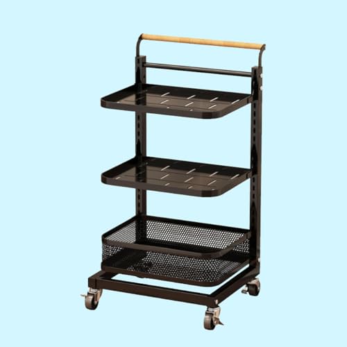 Topfdeckelhalter Küchenregal Schubladenablage Schwarz Schrankaufbewahrung mit 3 Brettern und 1 Korb von Generic
