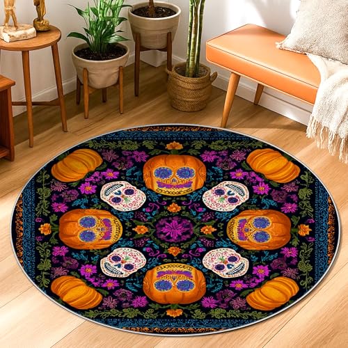Totenkopf-Teppich, Halloween-Teppich, festlicher Kürbis-Blume, Halloween, Orange, niedriger Flor, ästhetischer Kreis, Fußmatte, Akzente, Teppich, Badezimmer, Nachttisch, Eingangsbereich, Türdekoration Totenkopf-Teppich, Halloween-Teppich, festlicher Kürbis-Blume, Halloween, Orange, niedriger Flor, ästhetischer Kreis, Fußmatte, Akzente, Teppich, Badezimmer, Nachttisch, Eingangsbereich, Türdekoration von Generic
