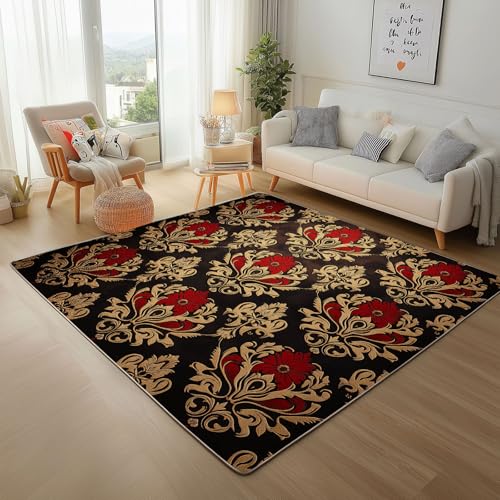 Traditionelles Retro-Muster Braun Teppich Wohnzimmer 180x240cm Kurzflor Waschbarer Teppich Super Weich rutschfest Retro-Blumen Wohnzimmerteppich für Schlafzimmer Esszimmer Traditionelles Retro-Muster Braun Teppich Wohnzimmer 180x240cm Kurzflor Waschbarer Teppich Super Weich rutschfest Retro-Blumen Wohnzimmerteppich für Schlafzimmer Esszimmer von Generic