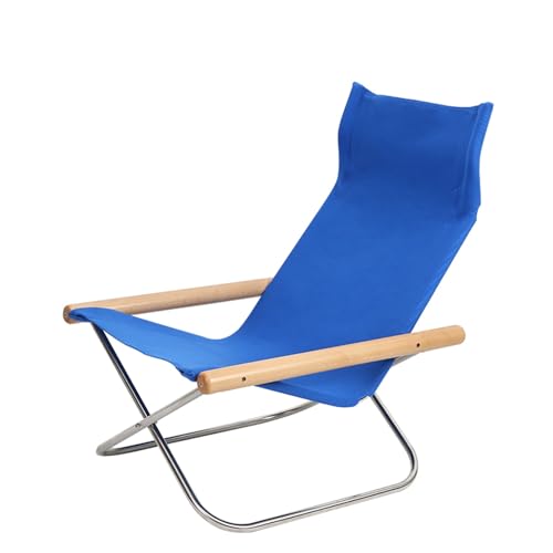 Tragbare Gartenstuhl Hochlehner, Moderner und Einfacher Liegestuhl mit Fußstütze, für Camping, Strand, Balkon, Wohnzimmer und Freizeit(Blue,Medium) von Generic