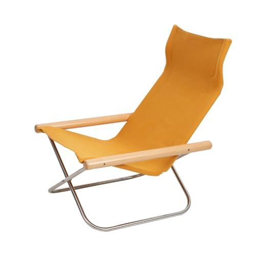 Tragbare Gartenstuhl Hochlehner, Moderner und Einfacher Liegestuhl mit Fußstütze, für Camping, Strand, Balkon, Wohnzimmer und Freizeit(Yellow,Medium) von Generic