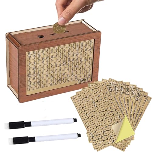 Tragbare Spardose Aus Holz, Spardose Zum Geldsparen, Spardose Mit ZäHler FüR Sparziele, Tresor-Bankbox FüR Erwachsene Und Kinder von Generic