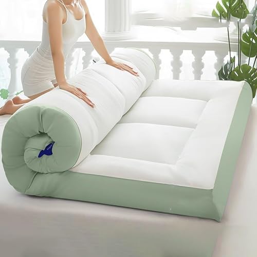 Tragbare japanische Futon-Matratze, rollbare Bodenmatratze für Camping und Zuhause, perfekt für Schlafsofas und zum Schlafen auf dem Boden(Grün,180x200x10CM) von Generic
