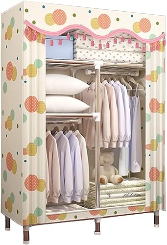 Tragbarer Canvas Kleiderschrank Stoff Kleidung Schrank Aufbewahrung Organizer Mit Hängestange Faltbarer Schrank Für Das Schlafzimmer, B, 90x46x170cm von Generic