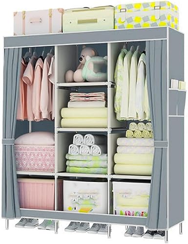 Tragbarer Cvas-kleiderschrank, Stoffschrank Mit Hängeschiene D Seitentaschen, Faltbarer Kleiderschrank Für Das Schlafzimmer, Grey, 128x45x170cm Tragbarer Cvas-kleiderschrank, Stoffschrank Mit Hängeschiene D Seitentaschen, Faltbarer Kleiderschrank Für Das Schlafzimmer, Grey, 128x45x170cm von Generic