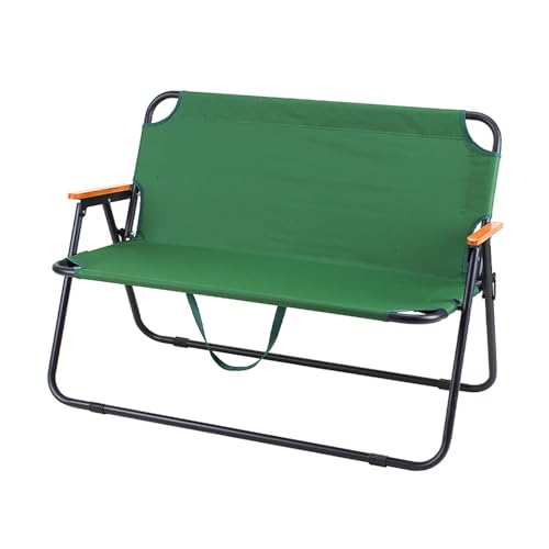 Tragbarer Doppelt Campingstuhl Klappbar, Klappstuhl Strand für 2 Personen mit Holzarmlehnen und Handschlaufe für Picknick, Strand, Terrasse, Angeln(Green) von Generic