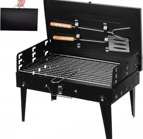 Tragbarer Faltbarer BBQ – Holzkohlegrill in Kofferform – Ideal für Camping, Picknick & Urlaub – Inkl. Zubehör – Schwarz Tragbarer Faltbarer BBQ – Holzkohlegrill in Kofferform – Ideal für Camping, Picknick & Urlaub – Inkl. Zubehör – Schwarz von Generic