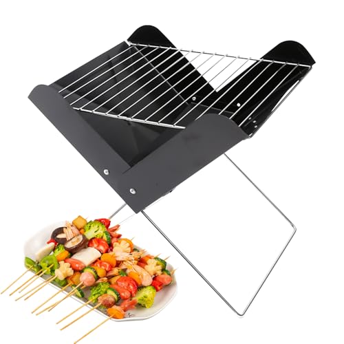 Tragbarer Grillrost – tragbarer Holzkohlegrill klappbar | Tisch-Campingausrüstung aus robustem Metall zum Kochen im Freien, Grillzubehör von Generic