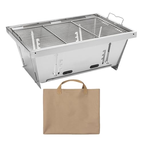 Tragbarer Holzkohlegrill, Grill im Freien - winddichter faltbarer Grillrost Edelstahlgrill - Werkzeug-Set für kompakte Grills Faltbarer Outdoor-Grill von Generic