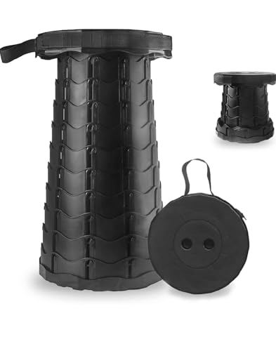 Tragbarer Klapphocker, einziehbares Design, Schwarz von Generic
