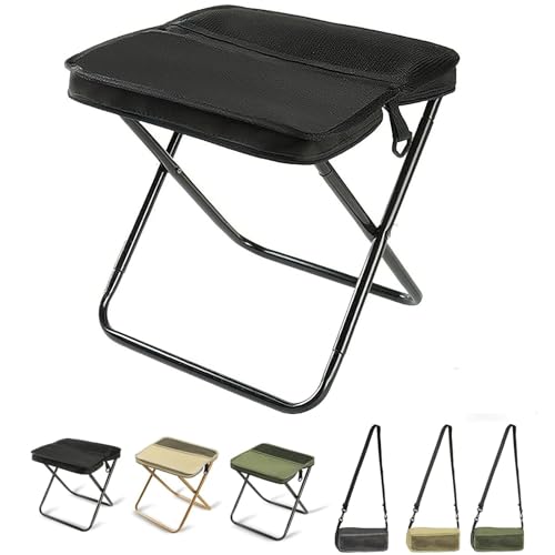 Tragbarer Klapphocker,Klapphocker Faltbar Camping Hocker Klappbar Campinghocker Faltbar Leicht Klapphockerklappbar Outdoor für Reisen Angeln Reisen Wandern(Black,Small) von Generic