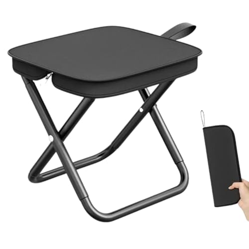Tragbarer Klapphocker Faltbar Campinghocker,Camping-Stuhl Faltbarer Outdoor Hocker Klapp Hocker Camping für Wandern Garten Angeln Grillen Strand(Black) von Generic