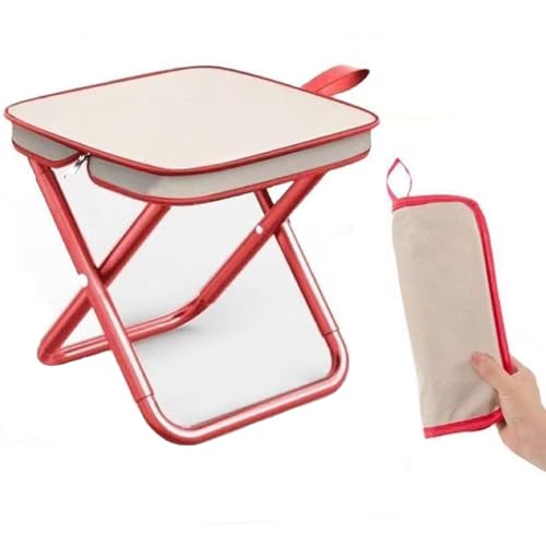 Tragbarer Klapphocker Faltbar Campinghocker,Camping-Stuhl Faltbarer Outdoor Hocker Klapp Hocker Camping für Wandern Garten Angeln Grillen Strand(Red) von Generic