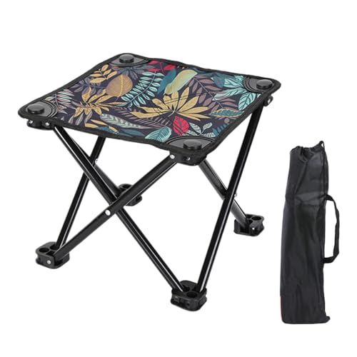 Tragbarer Klapphocker Faltbarer Campingstuhl Gartenhocker mit Tragetasche Leicht Klein Campinghocker Angelhocker Ohne Lehne Klappstuhl Outdoor Sitzhocker für Camping, Wandern, Angeln, Gartenarbeit (A) von Generic