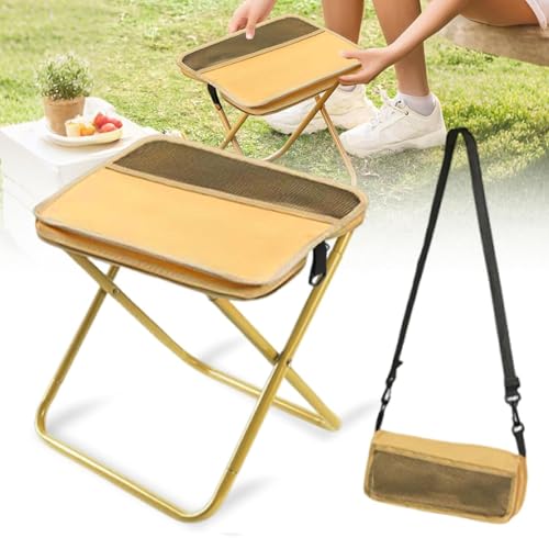 Tragbarer Klapphocker Tragbar Leichter Klapphocker,Camping-Stuhl Faltbarer Outdoor Hocker,Klapp Hocker Camping Leicht Klein Faltbar für Bergsteigen und Wandern(Khaki,Small) von Generic