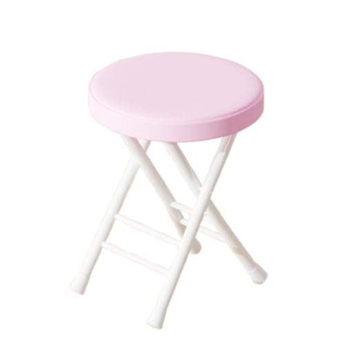 Tragbarer Klapphocker mit, minimalistischer gepolsterter Klapphocker aus schwarzem Leder, Kapazität von 330 lb, rund, Küchen-ESS-Barhocker (rosa) von Generic