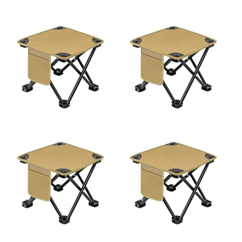Tragbarer Klappstuhl Camping, Leichter Angelstuhl Faltbar mit Tragetasche, Verschleißfest und Atmungsaktiv, Leicht zu Tragen, Zum Wandern, Angeln, Gartenarbeit, Strand(Beige,S/4PCS) von Generic