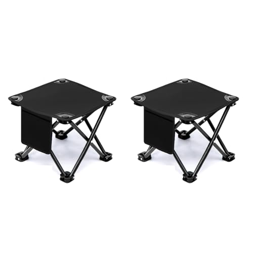 Tragbarer Klappstuhl Camping, Leichter Angelstuhl Faltbar mit Tragetasche, Verschleißfest und Atmungsaktiv, Leicht zu Tragen, Zum Wandern, Angeln, Gartenarbeit, Strand(Black,S/2PCS) von Generic