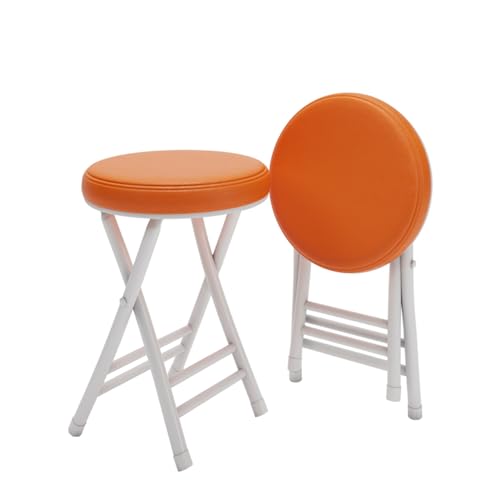 Tragbarer Klappstuhl mit Gepolsterter Sitzfläche aus PU-Leder, Stapelbare Küchenbarhocker, Tragkraft 150 kg für Küche, Esszimmer, Frühstück, Café(Orange) von Generic