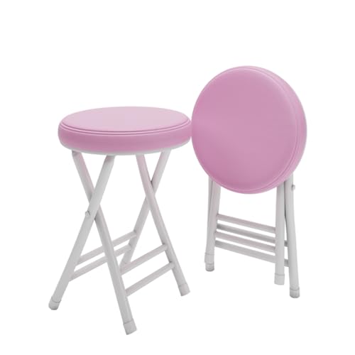 Tragbarer Klappstuhl mit Gepolsterter Sitzfläche aus PU-Leder, Stapelbare Küchenbarhocker, Tragkraft 150 kg für Küche, Esszimmer, Frühstück, Café(Pink) von Generic