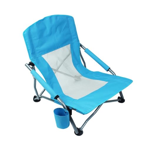 Tragbarer Outdoor-Strandkorb, klappbare Campingliege mit Aufbewahrungstasche, 150 kg Kapazität, Orange (blau) von Generic