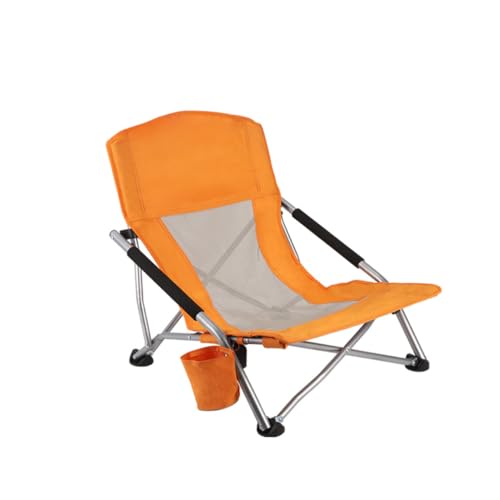 Tragbarer Outdoor-Strandkorb, klappbare Campingliege mit Aufbewahrungstasche, 150 kg Kapazität, Orange (orange) von Generic