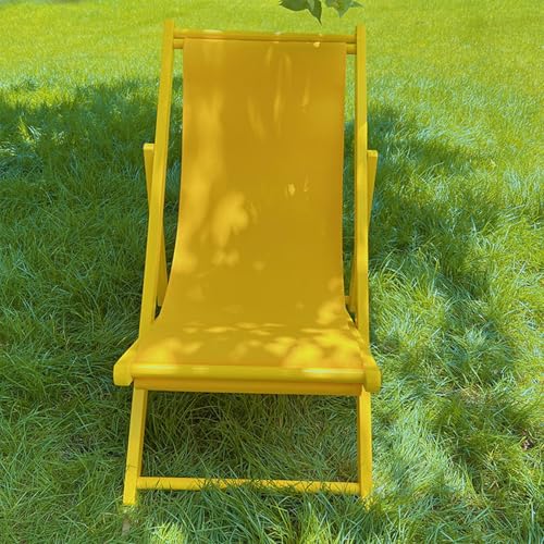 Tragbarer Terrassenstuhl mit 4 Liegepositionen, Moderner Holz Klapp Strandstuhl, Leichtgewichtig für Camping, Picknicks, Freizeit im Freien(Yellow) von Generic