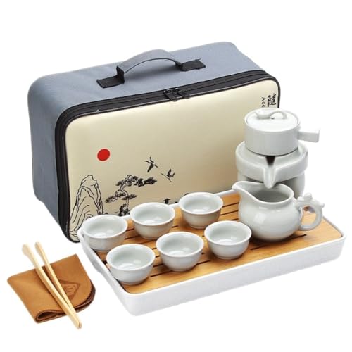 Tragbares Teeservice Lazy Graphite Automatisches Teeservice Praktisches Outdoor-Haushaltsset Jubiläums-Souvenirgeschenk Kleines Geschenk Tragbares Teeservice (Weiß) von Generic