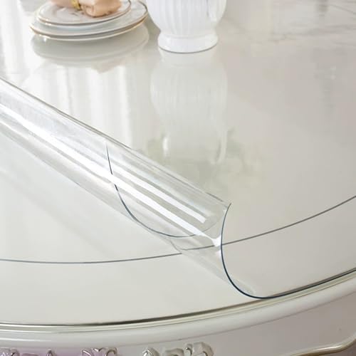 Transparent Tischfolie PVC Rund Tischdecke für 40/45/50/80/120CM Esstisch Tischschutz 1 mm dick Einfach zu Reinigen, Schreibtischmatte Bodenmatte für Essensbereich(40cm) von Generic