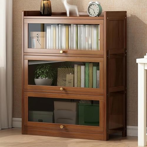 Transparent Und Staubdicht An DREI Seiten Vitrine Aus Acryl Aus Natürlichem Bambusmaterial Flip-top-türdesign Stark Tragend, Brown, 80 * 31 * 107cm von Generic