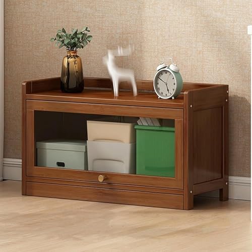 Transparent Und Staubdicht An DREI Seiten Vitrine Aus Acryl Aus Natürlichem Bambusmaterial Flip-top-türdesign Stark Tragend, Brown, 80 * 31 * 42cm von Generic