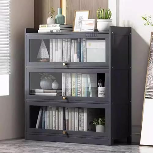 Transparent Und Staubdicht An DREI Seiten Vitrine Aus Acryl Aus Natürlichem Bambusmaterial Flip-top-türdesign Stark Tragend, Gray, 70 * 31 * 107cm von Generic