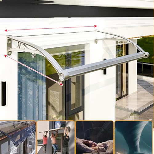 Transparenter Außentürschutz, 120 cm Aluminiumrahmen mit silberner Halterung, UV-Schutz Polycarbonatplatte, Regen im Freien und Schneedecke, dauerhafte Witterungsbeständigkeit von Generic