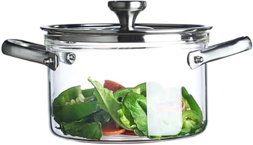 Transparenter Glaskochtopf Mit Deckel Und Griff Suppentopf Ramen-kochtopf Köcheltopf Hochtemperaturbeständige Glaspfanne Für Nudelsuppe, One Color, 5.5L von Generic