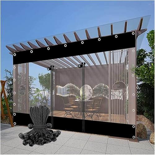 Transparenter Wasserdichter Vorhang Mit Rolltor 0,5 Mm PVC-Plane Mit Ösen Seitenteil Für Den Außenbereich, Pergola, Pavillon, Veranda, Lxh, 380x200cm(12.5 * 6.6ft) von Generic